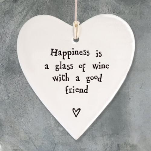 East of India Round Happiness Porcelain Heart