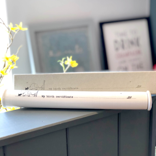 East of India Porcelain Birth Certificate Holder