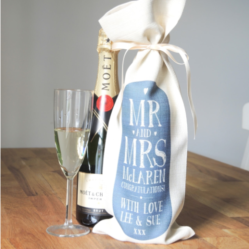 Personalised Mr & Mrs Wedding Bottle Bag