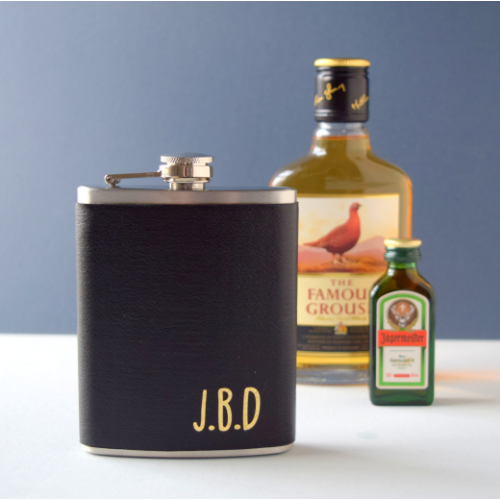 Personalised Leather Look Initial Hip Flask