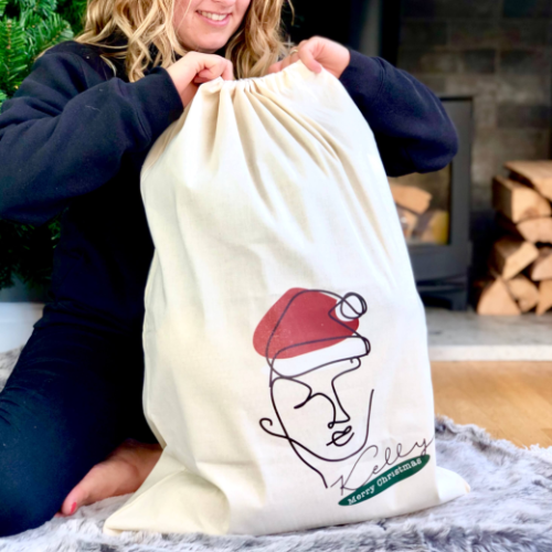 Personalised Hand Drawn Face Christmas Sack