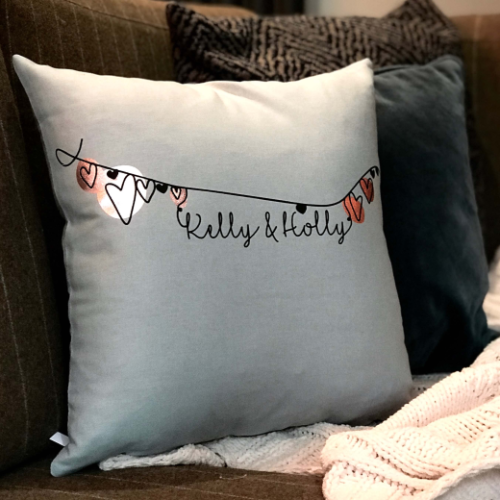 Personalised Love Heart Bunting Cushion