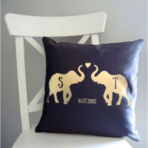 Personalised Elephant Love Initials Cushion
