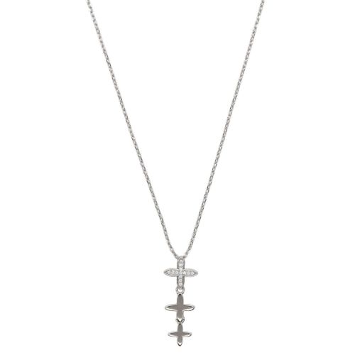 Silver Cross Drop Necklace