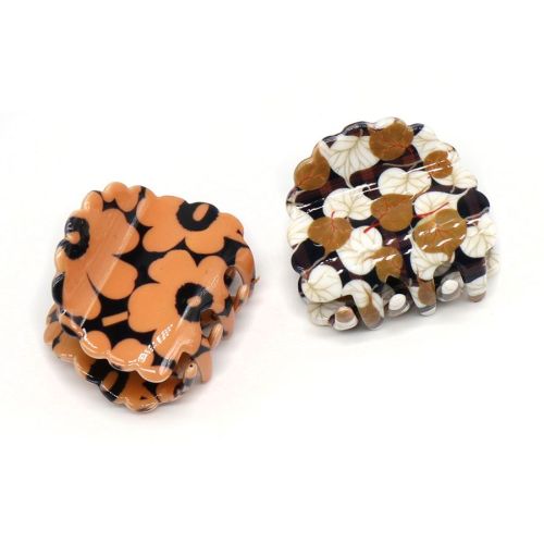 Pack of 2 Retro Mini Claw Clip - Brown & Orange