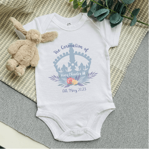 King`s Coronation Flower Crown Baby Vest