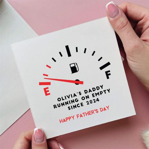 Personalised Running On Empty Fuel Gauge Card
