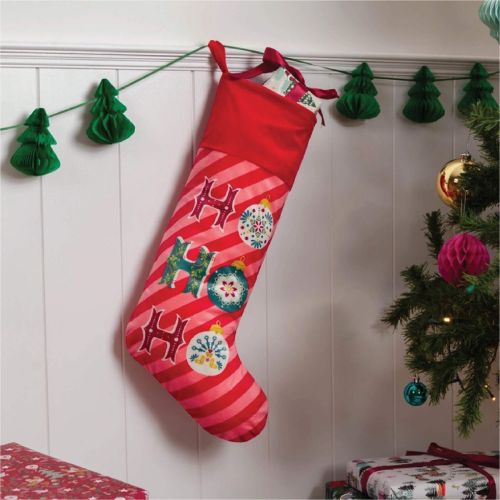 Ho Ho Ho Printed Velvet Xmas Stocking Red