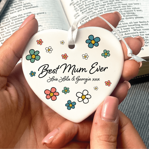 Personalised Best Mum Ever Heart Decoration
