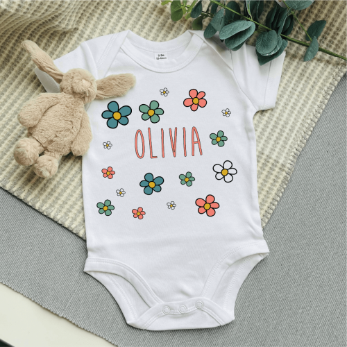 Personalise Flower Power Baby Vest