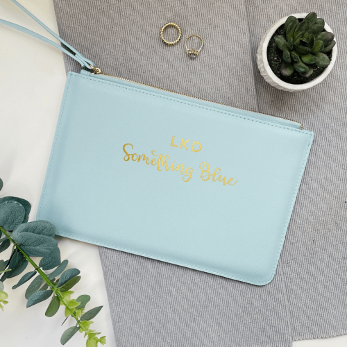 Personalised Something Blue Wedding Wristlet Pouch