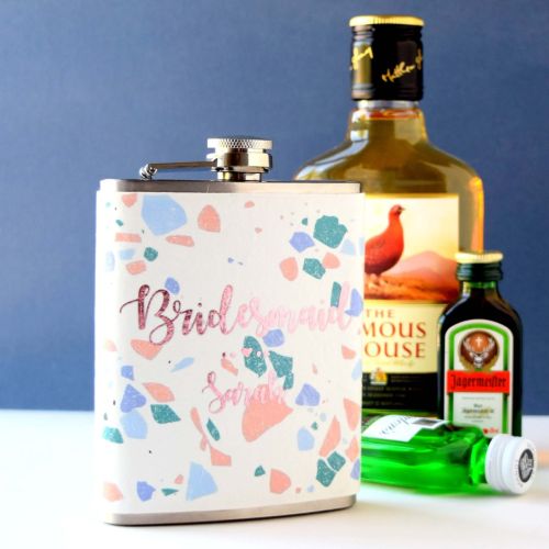 Personalised Terrazzo Bridal Party Hip Flask