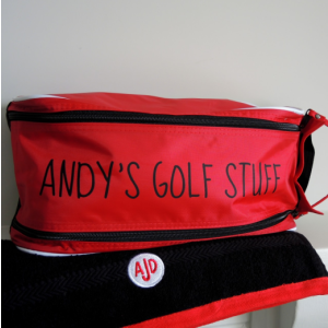 Personalised Golf Shoe Bag & Monogrammed Golf Towel