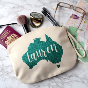 Personalised Glittery Destination Travel Pouch