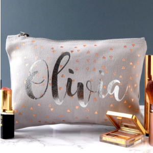 Personalised Rose Gold Triangle Make Up Bag