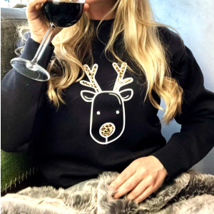 Personalised Leopard Print Rudolph Christmas Jumper