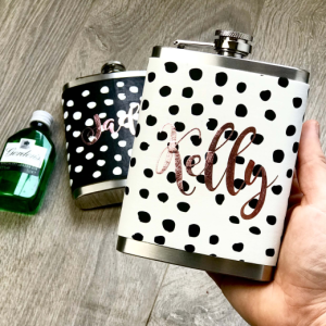 Personalised Monochrome Spot Hip Flask