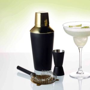 Black And Brass Three Piece Cocktail Set
