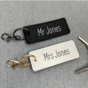 Personalised Mr & Mrs Rectangle Matching Keyrings