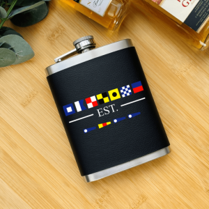 Personalised Maritime Flag Nautical Alphabet Hip Flask