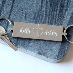 Personalised Conjoining Hearts Keyrings