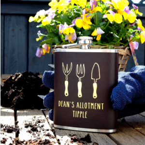 Personalised Allotment Gardening Hip Flask