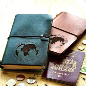 Personalised Leather Look World Map Travel Journal