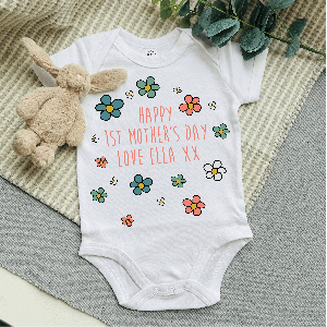 Flower Power First Mothers Day Baby Vest