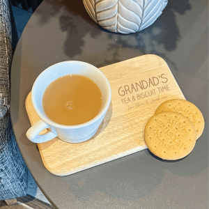 Personalised Tea And Biscuit Time Wooden Board Coaster