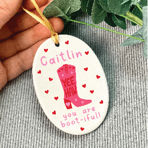 Personalised Cowboy Boot Valentine`s Decoration