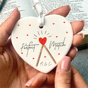 Personalised Perfect Match Ceramic Heart Decoration