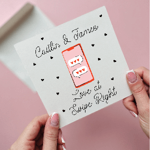 Personalised Love At Swipe Right Card