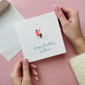 Personalised Skiing Birthday Card