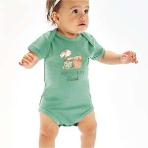 Personalised First Easter Baby Vest Bunny With Eggs