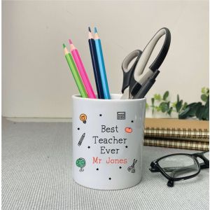 Personalised Best Teacher Ever Drawing Pen Pot
