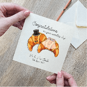 Personalised Croissant Wedding Card