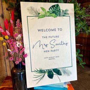 Personalised Hen Party Welcome Sign Tropical Leaf