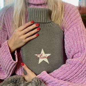Knitted Star Personalised Hot Water Bottle