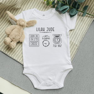 Personalised New Baby Information Baby Vest