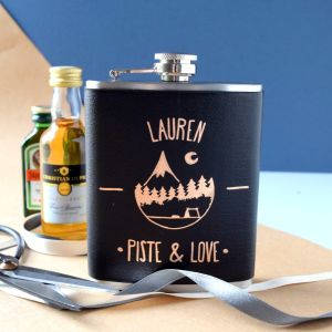 Personalised Piste & Love Skiing Hip Flask