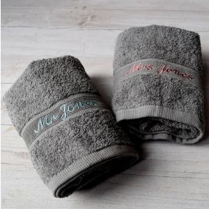Grey Personalised Wedding Towels